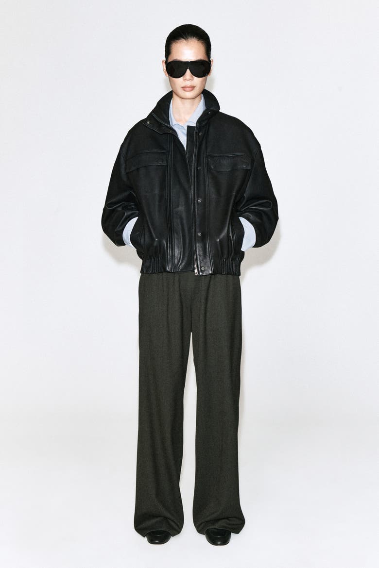Wool-blend Wide-leg Pants, Alternate, color, DARK GRAY