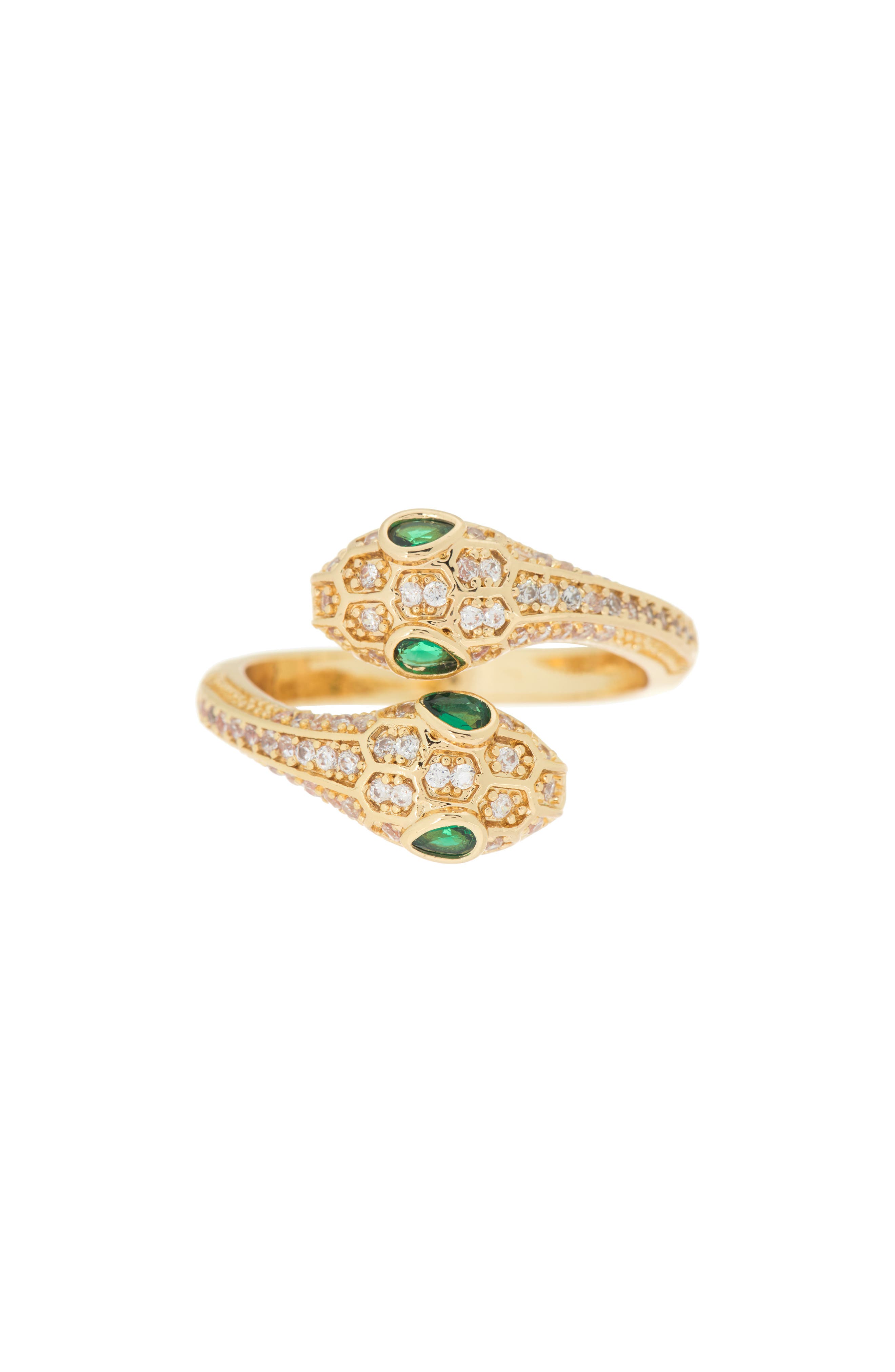 Tasha Crystal Embellished Double Head Snake Bypass Ring (Women ...