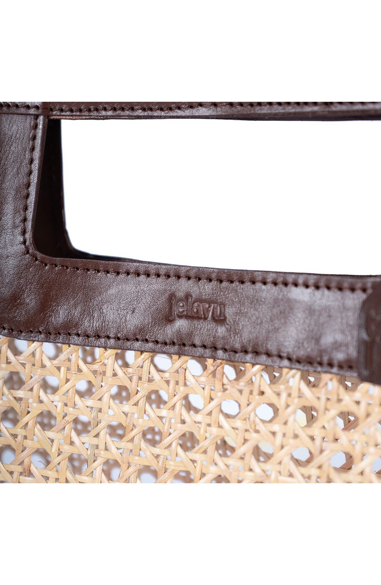 Jelavu Delmar Rattan & Leather Frame Clutch, Alternate, color, Chocolate
