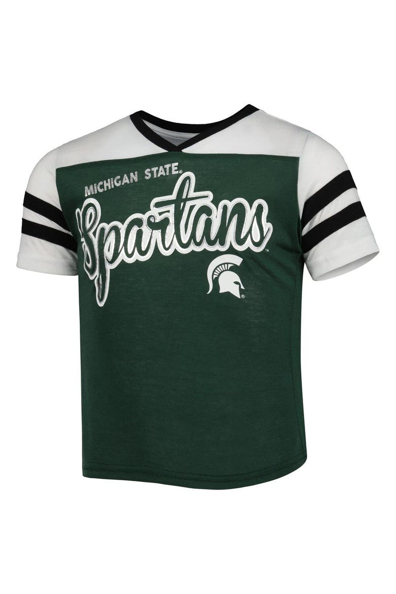 Girls Youth Colosseum Green Michigan State Spartans Practically Perfect Striped T-Shirt, Alternate, color, Green