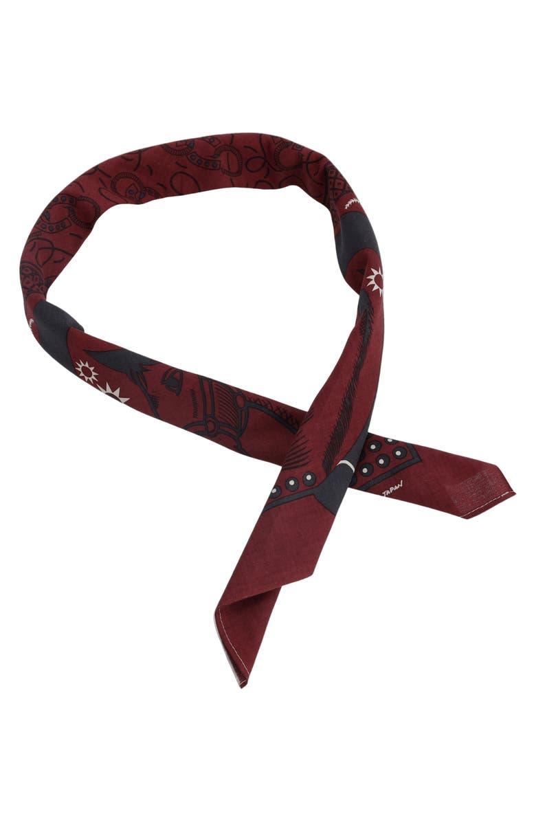 Fortela Bordeaux Horses Bandana, Alternate, color, Burgundy