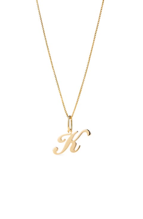 Solid Yellow Gold - Script Letter Necklace