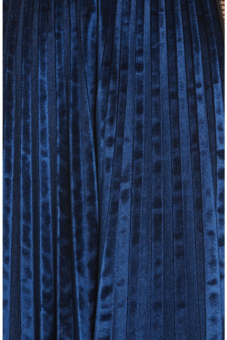 Paneled Velvet Midi Dress, Alternate, color, MIDNIGHT BLUE