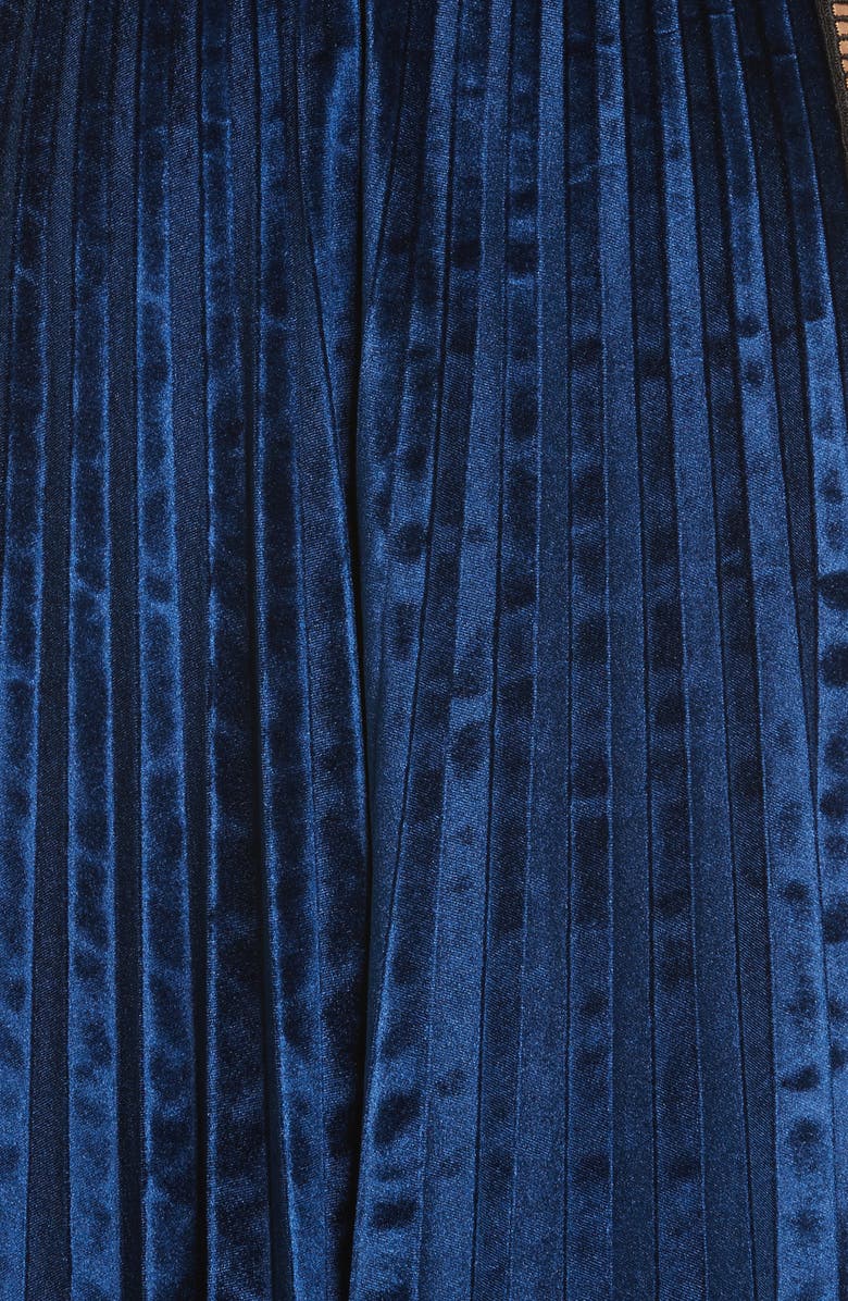 Self-Portrait Paneled Velvet Midi Dress, Alternate, color, 