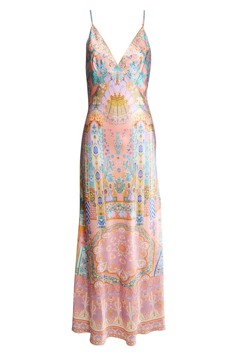 Gaudi Print Silk Charmeuse Slipdress, Main, color, HOWDY GAUDI