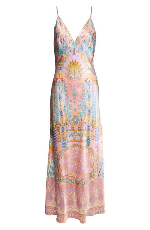 Gaudi Print Silk Charmeuse Slipdress