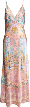 Camilla Gaudi Print Silk Charmeuse Slipdress