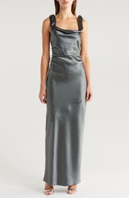 Petal & Pup Selma One-Shoulder Satin Gown