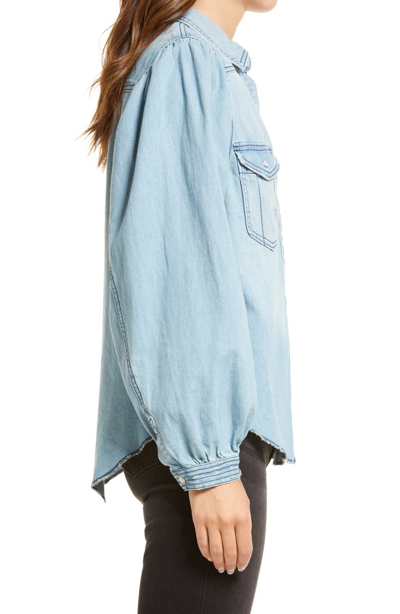 Free People With Love Denim Button-Up Shirt, Alternate, color, 