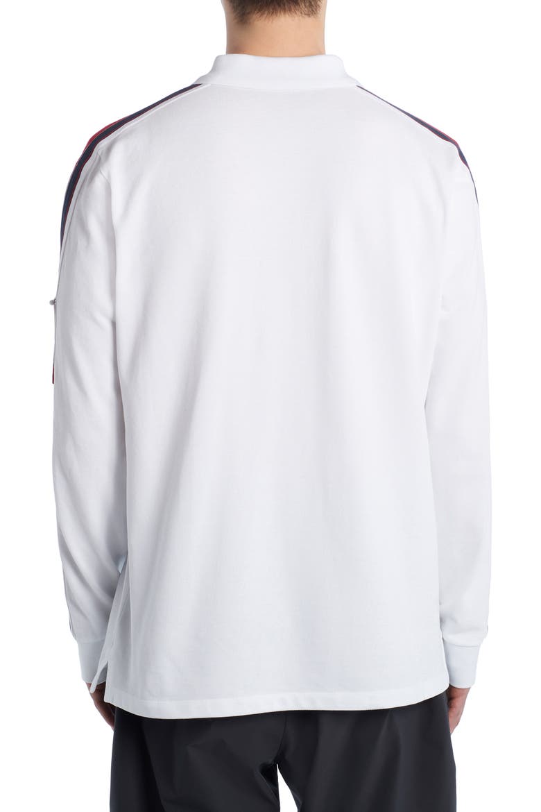 Banded Long Sleeve Cotton Piqué Polo, Alternate, color, WHITE