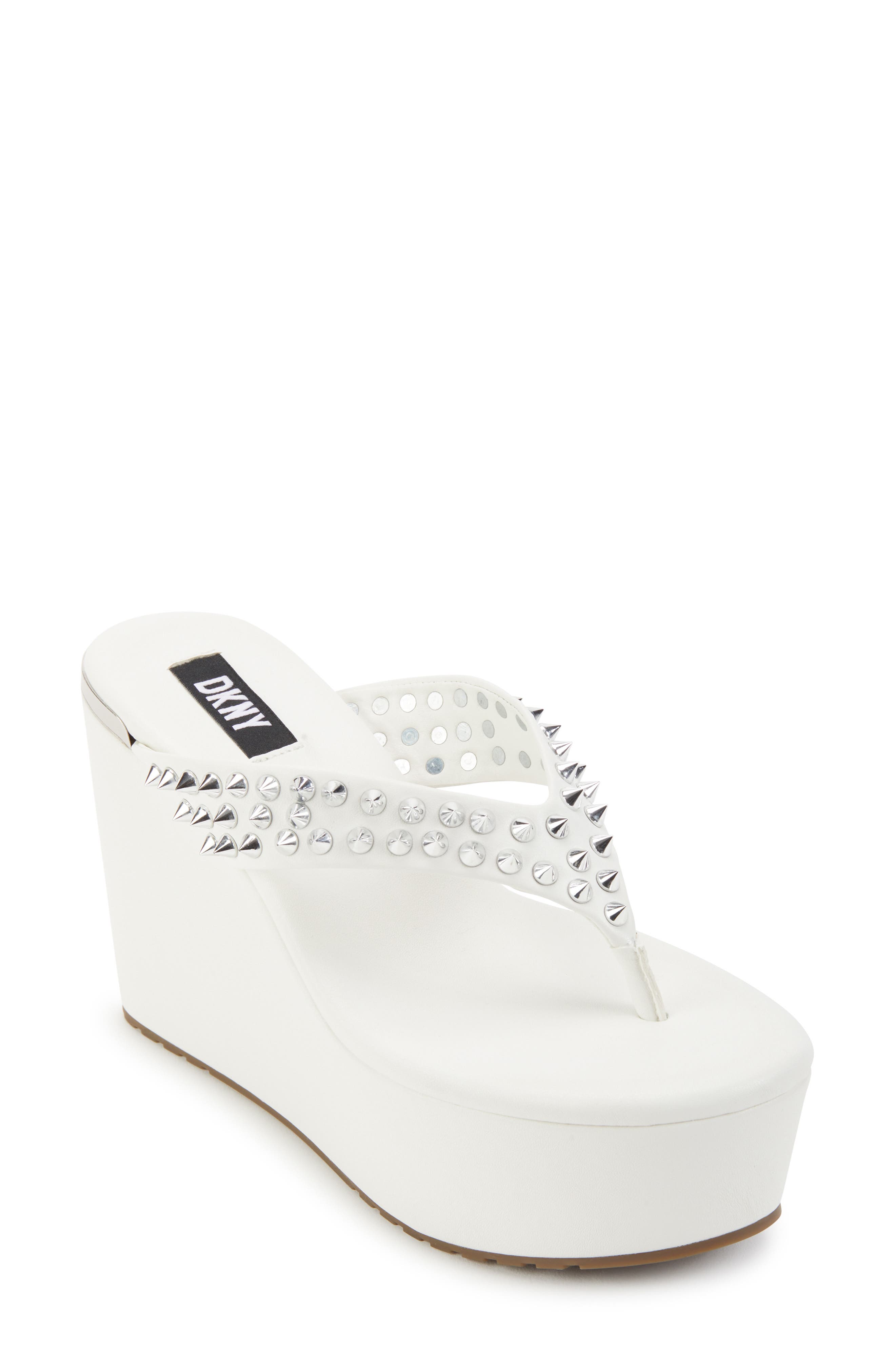 Tina Studded Platform Flip Flop, Main, color, WHITE