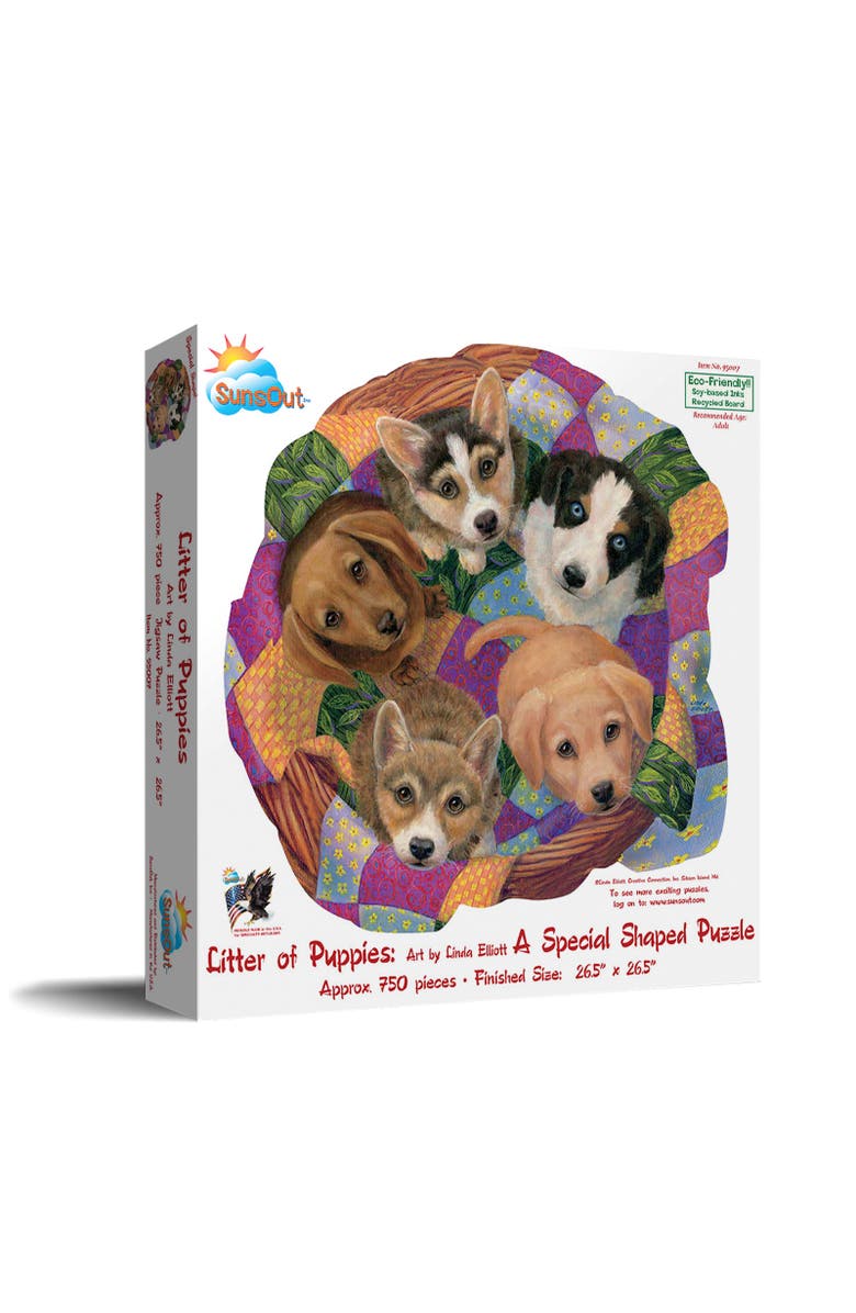 Sunsout Litter of Puppies 750 piece Jigsaw Puzzle for Adults Special Shape, Main, color, Multicolor