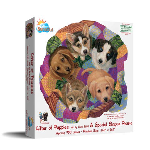 Litter of Puppies 750 piece Jigsaw Puzzle for Adults Special Shape