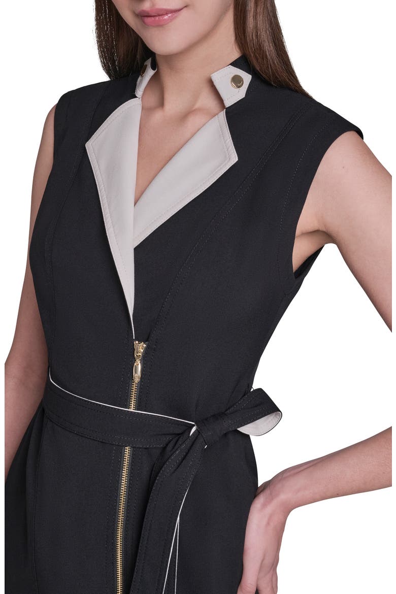 Belted Moto Sheath Dress, Alternate, color, BLACK/ BEIGE