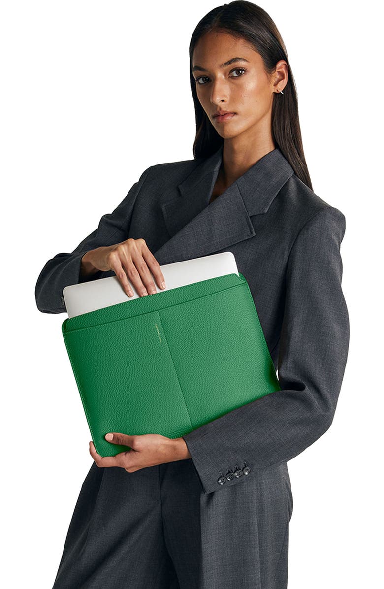 MAISON de SABRÉ Leather Laptop Sleeve, Main, color, Emerald Green