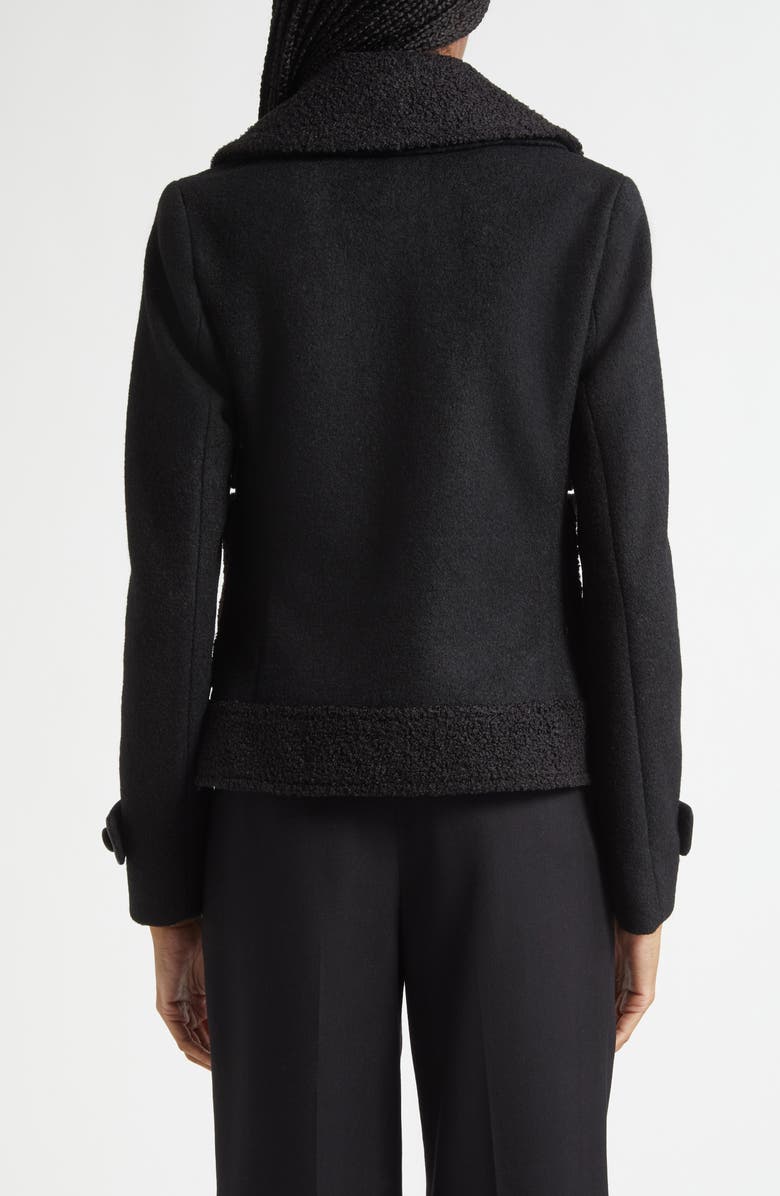 Emporio Armani Double Breasted Bouclé Jacket, Alternate, color, Solid Black