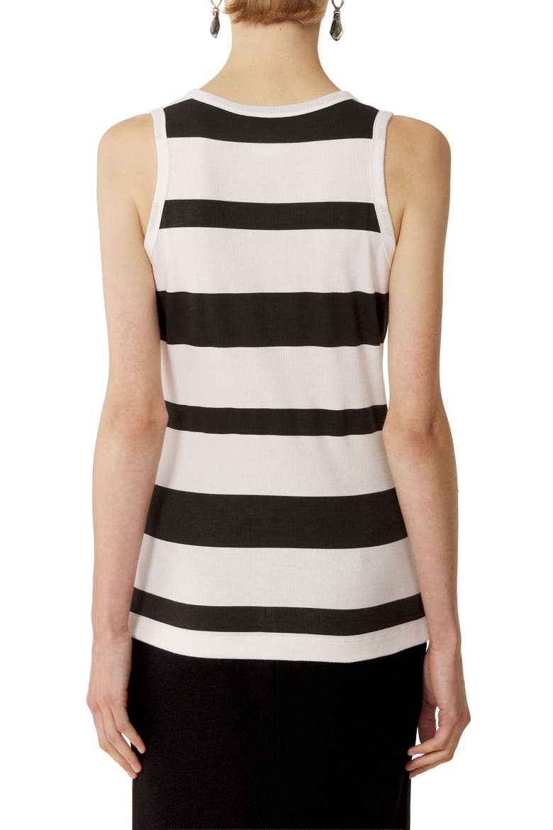 Cotton Jersey Mother And Daughter Embroidered Ribbed Tank Top, Alternate, color, Black/White