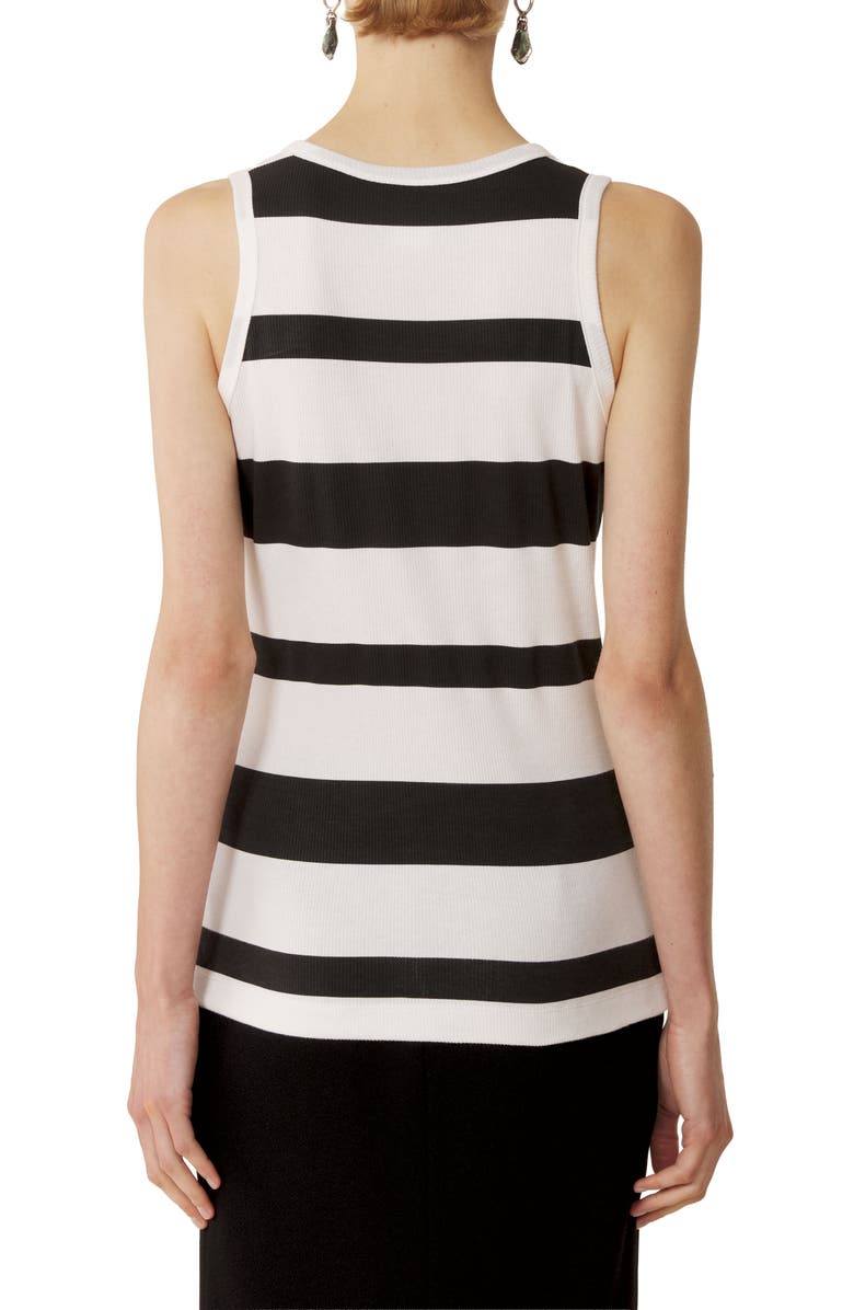 Lanvin Cotton Jersey Mother And Daughter Embroidered Ribbed Tank Top, Alternate, color, Black/White