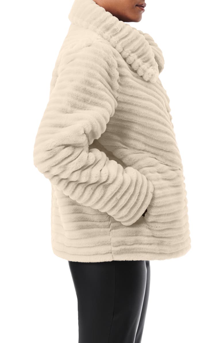 Bernardo Grooved Faux Fur Jacket, Alternate, color, Oatmeal