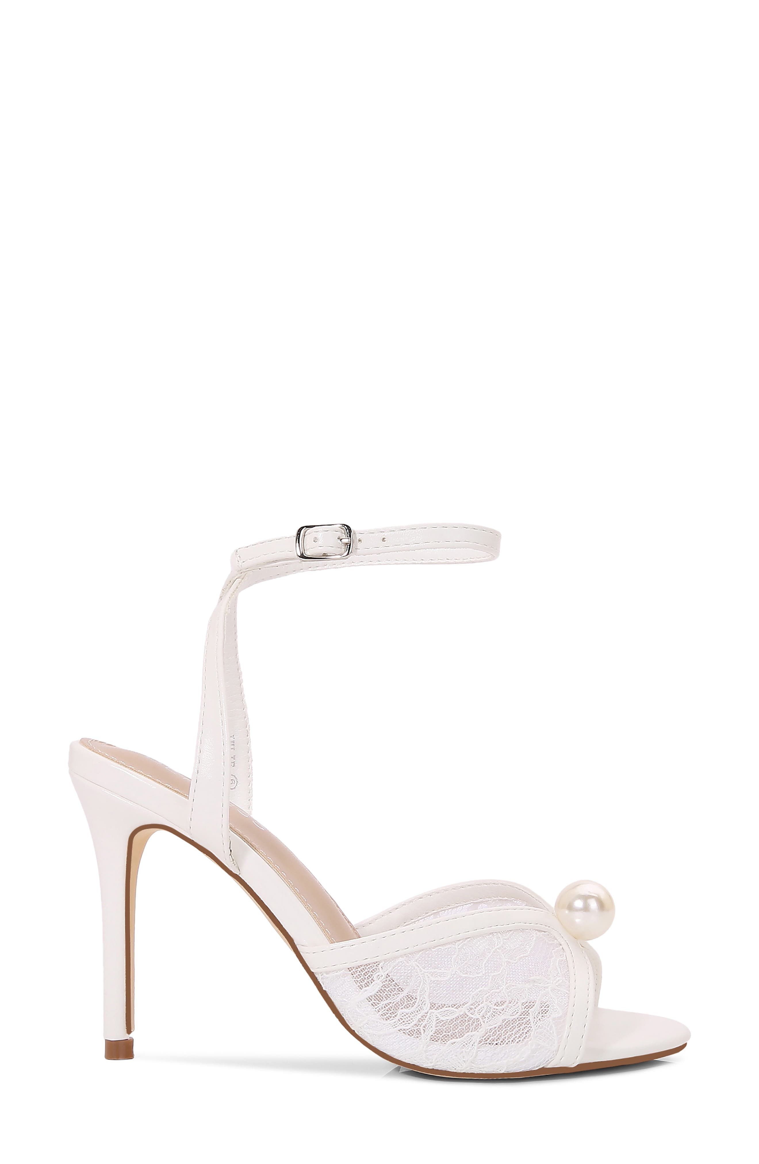 Julie Lace Inset Sandal, Alternate, color, WHITE