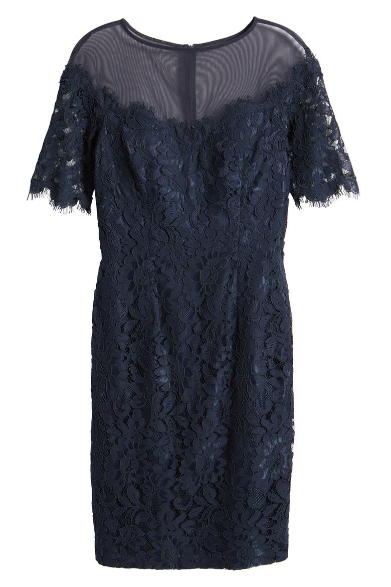 Lace Cocktail Sheath Dress, Alternate, color, NAVY