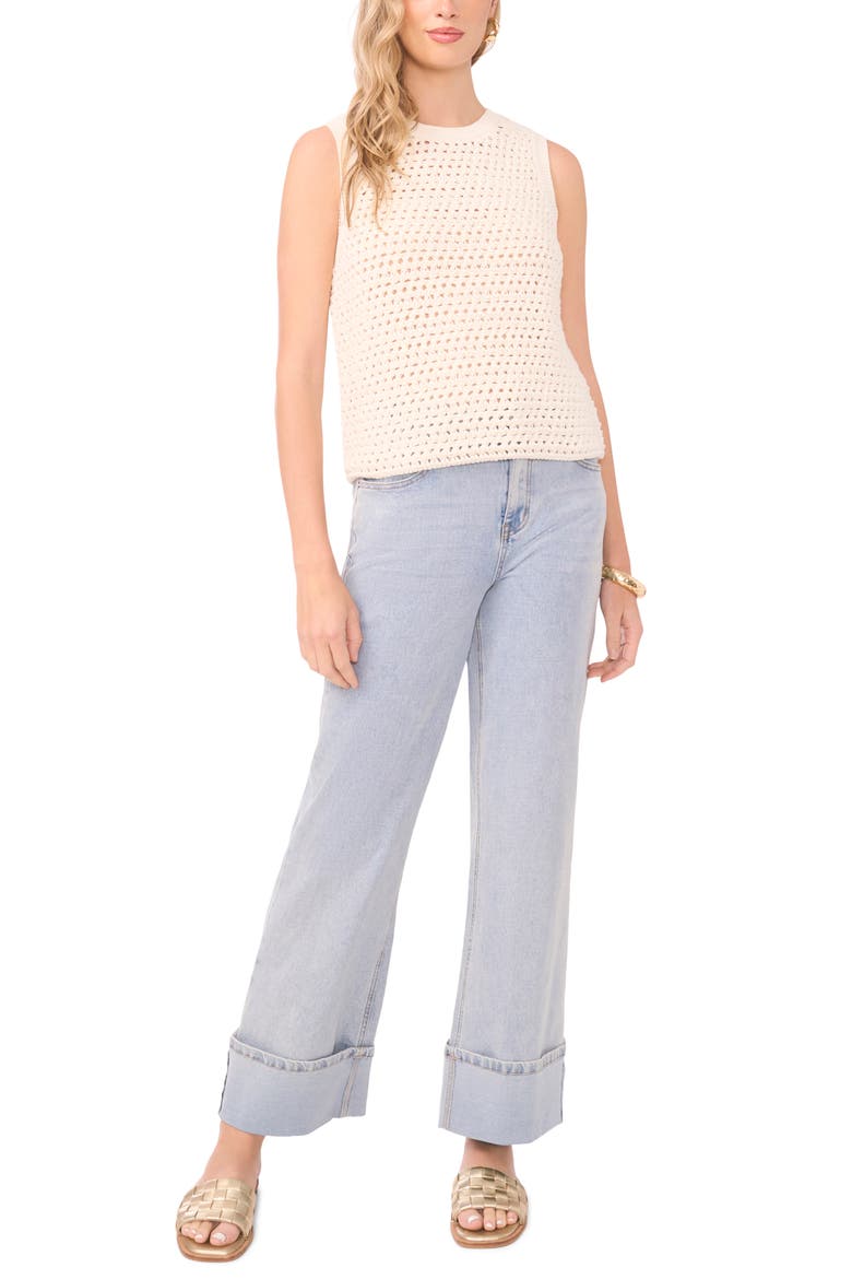 Openwork Crewneck Tank, Alternate, color, EGGNOG