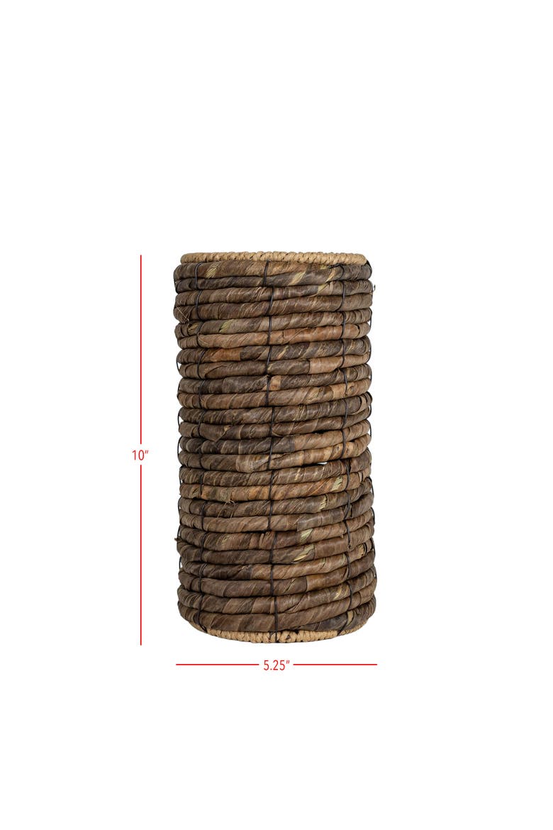 Metal & Woven Seagrass Bottle Holder 10.2", Alternate, color, Brown
