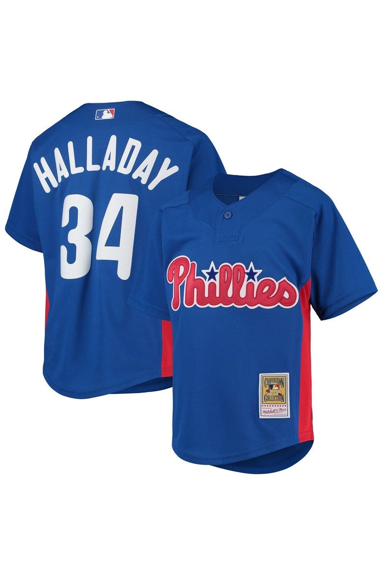 Youth Mitchell & Ness Roy Halladay Royal Philadelphia Phillies Cooperstown Collection Mesh Batting Practice Jersey, Main, color, Royal