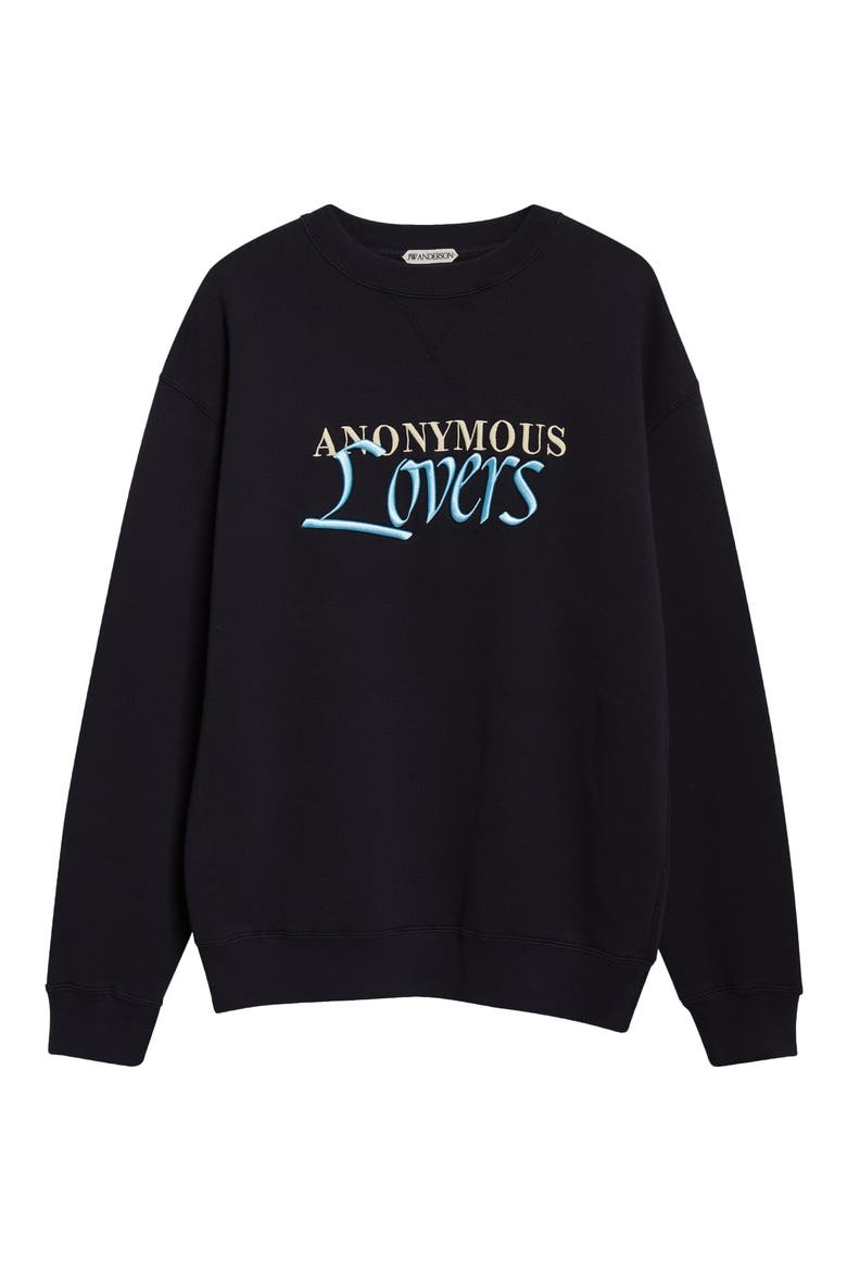 Anonymous Lovers Embroidered Jersey Sweatshirt, Alternate, color, WASHED BLACK