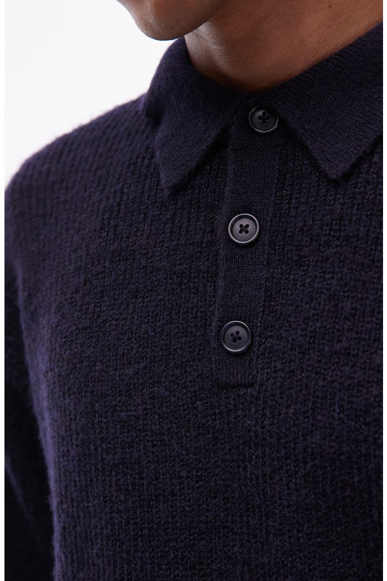 Oversize Long Sleeve Sweater Polo, Alternate, color, NAVY