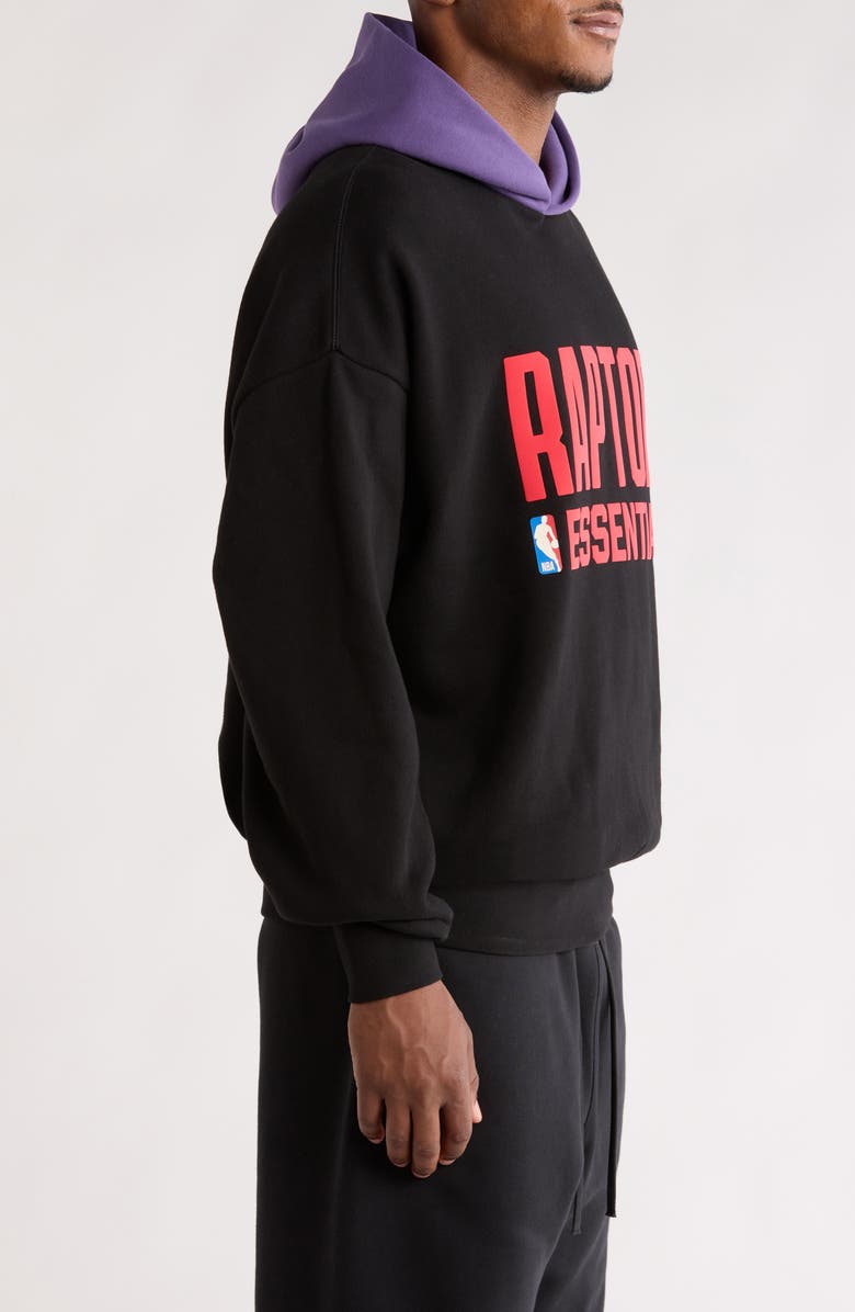 Fear of God Essentials x NBA Raptors Sports Fit Hoodie, Alternate, color, Black/ Purple Reign