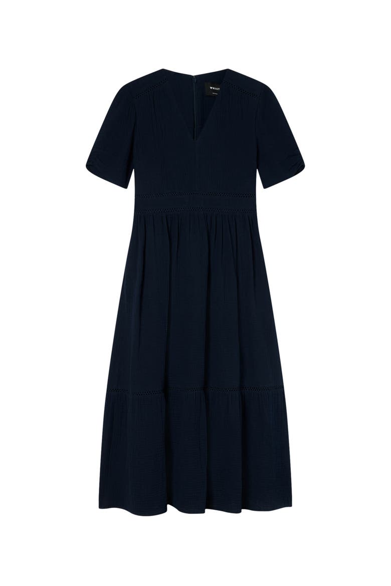 V-Neck Midi Dress, Alternate, color, Navy