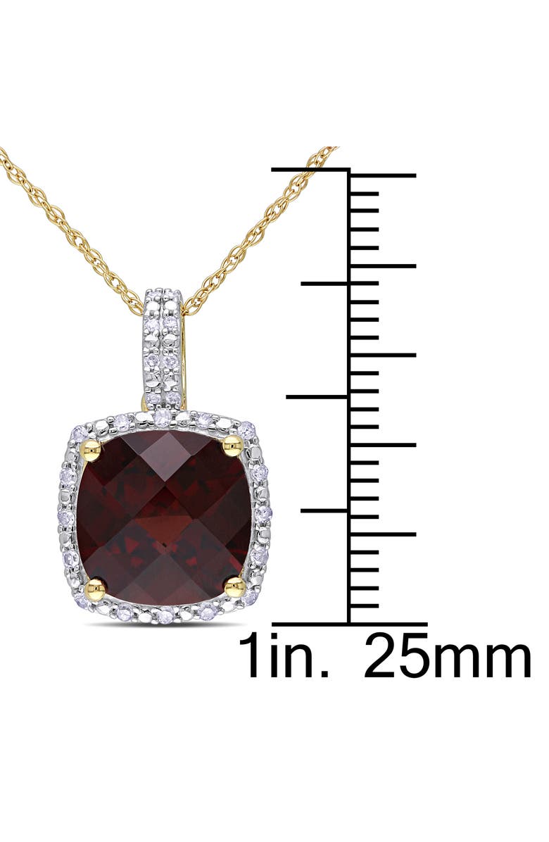 Julianna B. Gemstone & Diamond Cushion Halo Necklace 10K, Alternate, color, Garnet