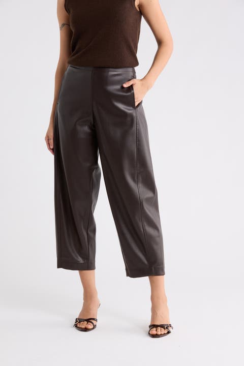 Faux Leather Barrel Pants