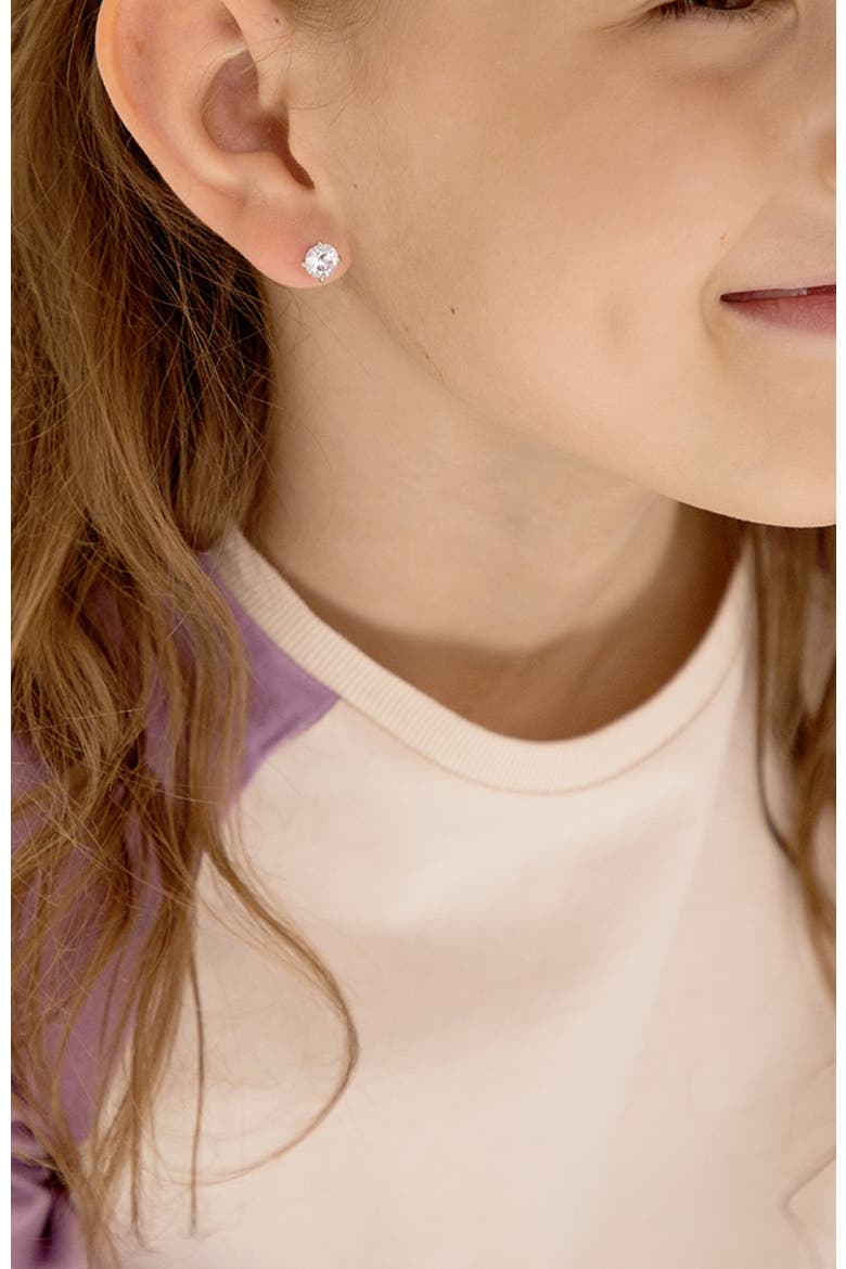 Prong Set Stone Earrings, Alternate, color, Silver