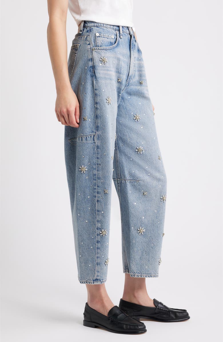 rag & bone Charlie Flower Crystal High Waist Ankle Barrel Jeans, Alternate, color, 