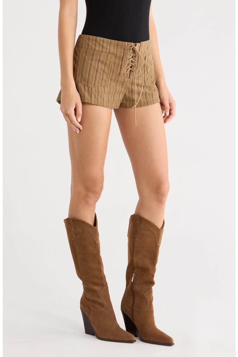 Ronnee Lace-Up Stripe Shorts, Alternate, color, BROWN STRIPE