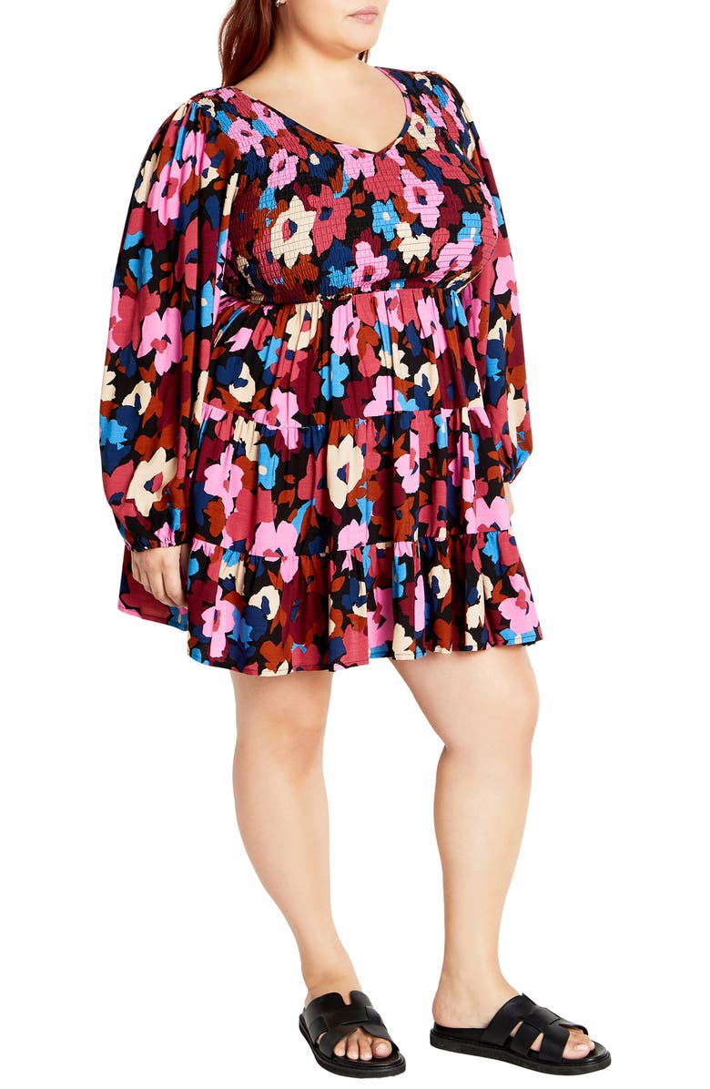 City Chic Jemma Long Sleeve Fit & Flare Minidress, Alternate, color,