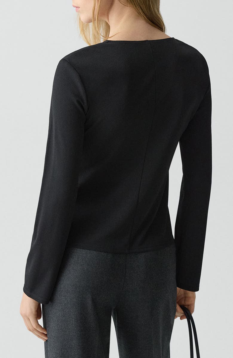 Theory Gathered Neck Knit Top, Alternate, color, Black