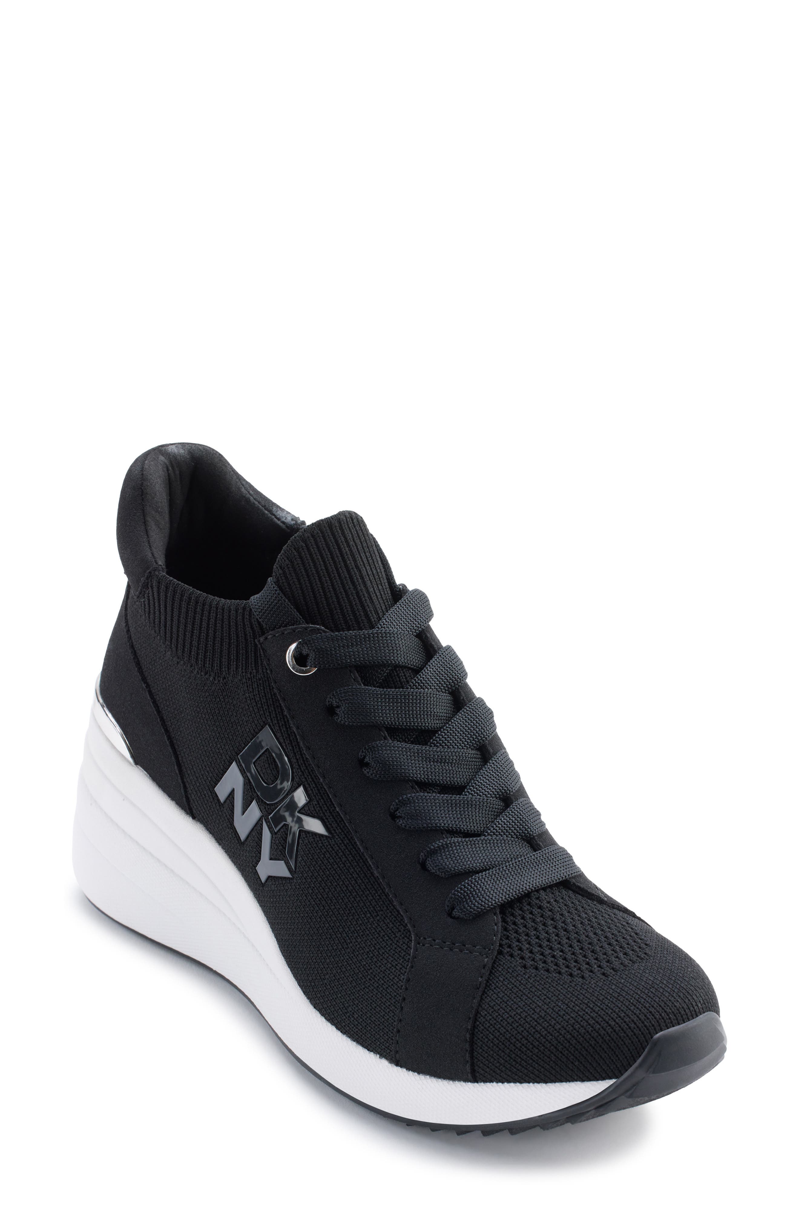 DKNY Kasia Wedge Sneaker, Main, color, Black