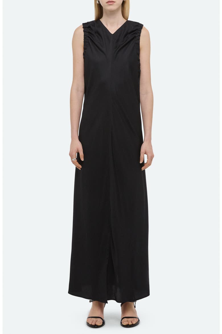 Ruched Sleeveless Maxi Dress, Alternate, color, BLACK
