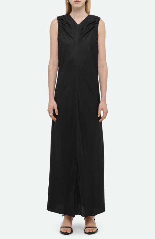 Helmut Lang Ruched Sleeveless Maxi Dress In Black
