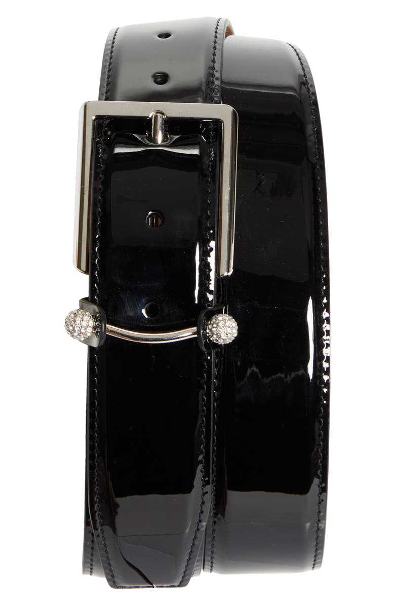 Christian Louboutin Chambeliss Patent Leather Belt, Main, color, Black/ Silver
