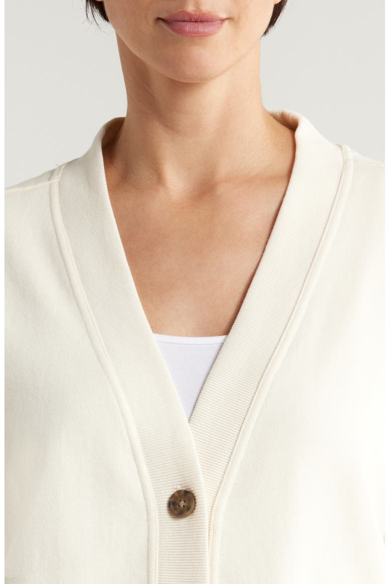Cloud Nine Cotton Blend Fleece Cardigan, Alternate, color, ANTIQUE WHITE