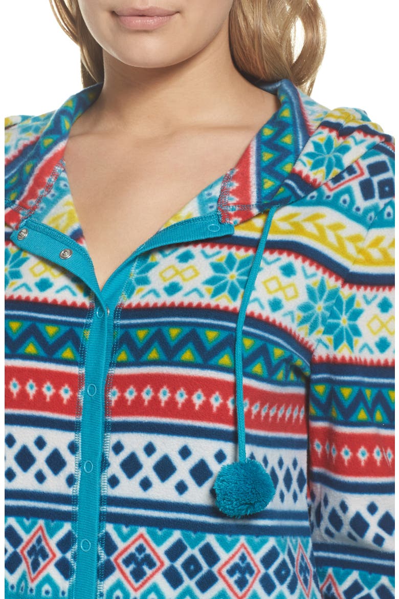 Hooded Pajama Jumpsuit, Alternate, color, IVORY EGRET FLIRTY FAIRISLE