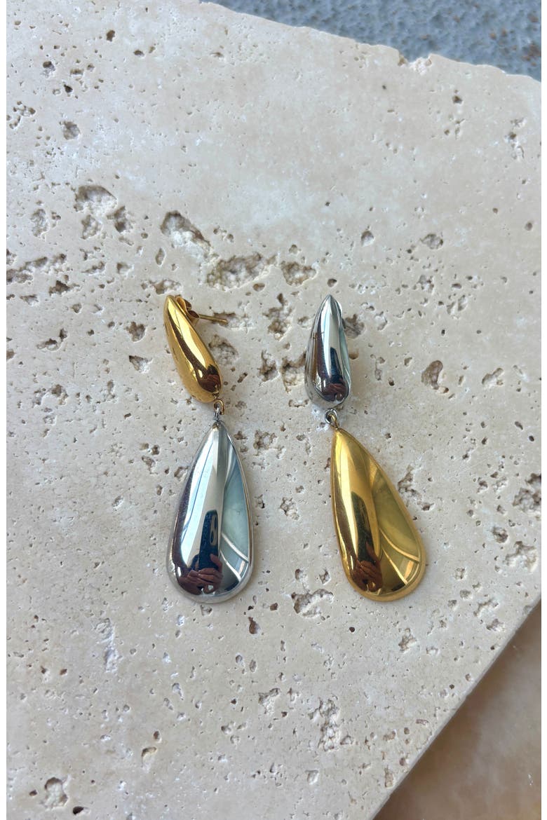Two-Tone Drop Earrings, Alternate, color, GOLD