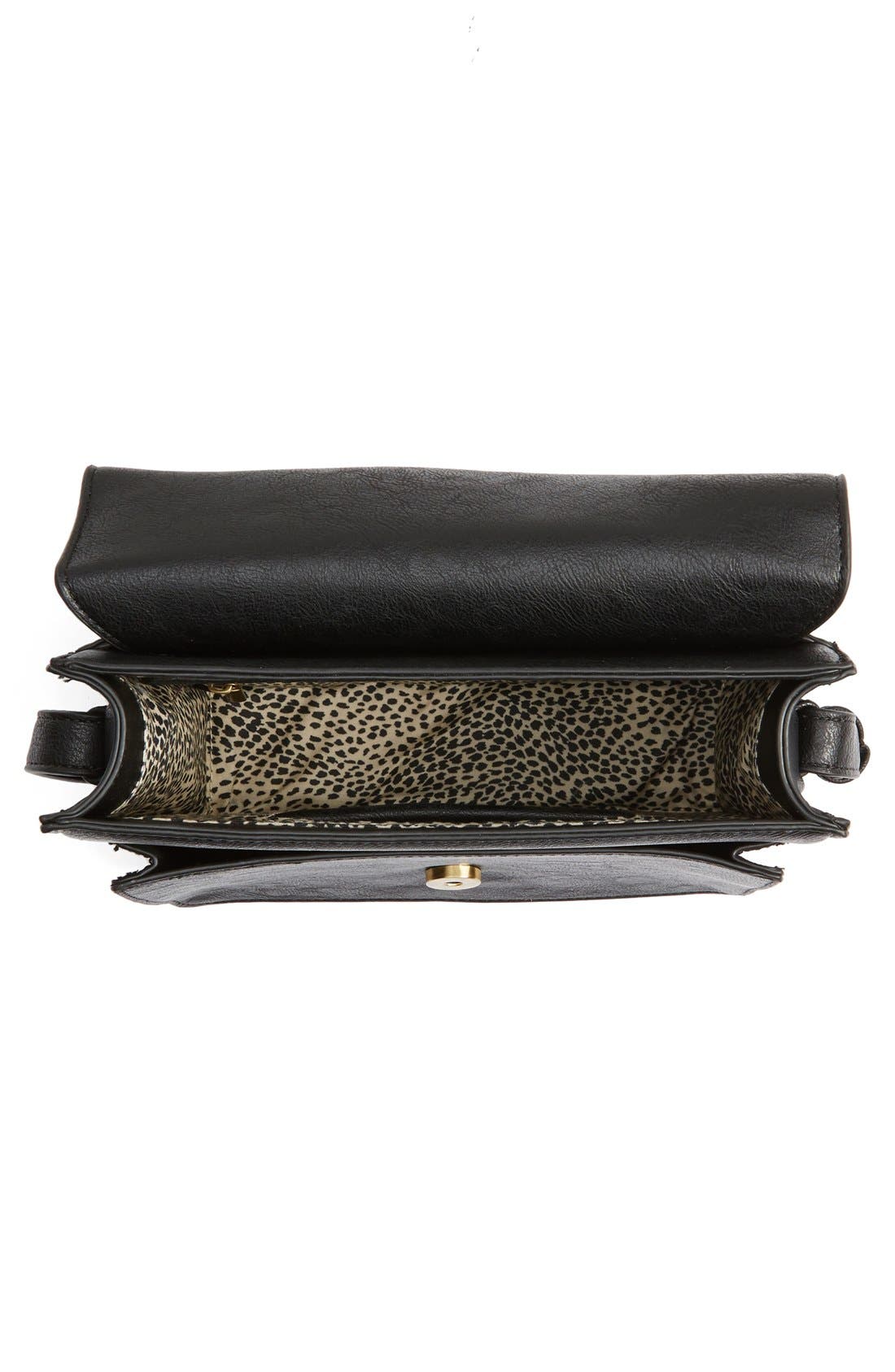 'Michelle' Faux Leather Crossbody Bag, Alternate, color, BLACK