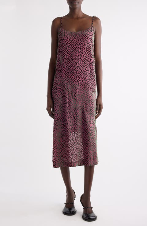 Dommino Burnout Polka Dot Slipdress