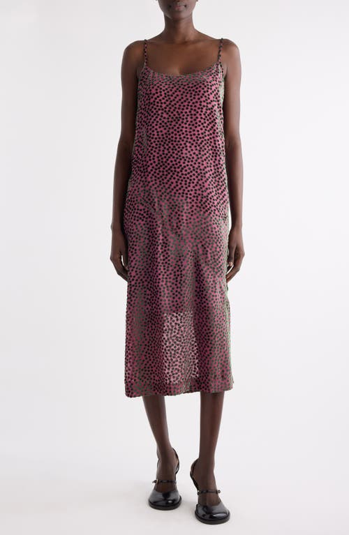 Dries Van Noten Dommino Burnout Polka Dot Slipdress In Pink