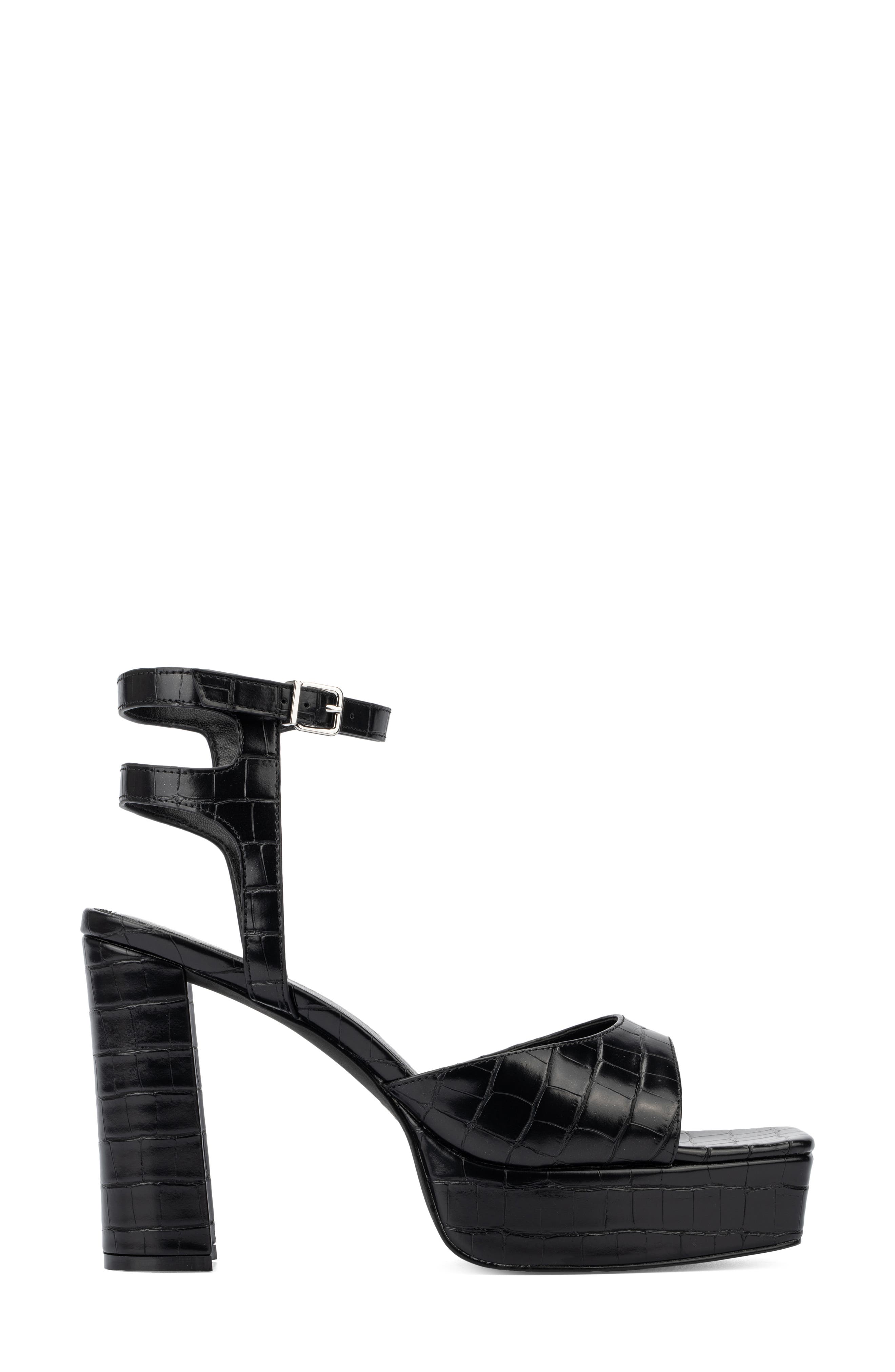 Fashion to Figure Hilari Croc Embossed Platform Heeled Sandal - Wide Width, Alternate, color, 